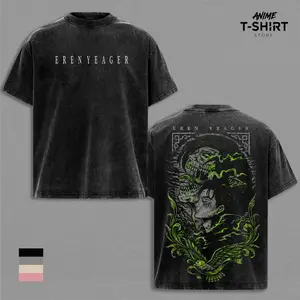 Eren Yeager Attack on Titan T-Shirt, Vintage Washed Graphic Tee, Skull & Titan Design, Anime Cotton Shirt, Unisex Eren Yeager Fan Gift, Limited Edition, Custom Print