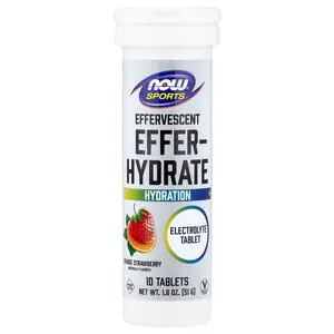 NOW Foods Sports, Effer-Hydrate Effervescent, Orange Strawberry, 10 Tablets, 1.8 oz (51 g)