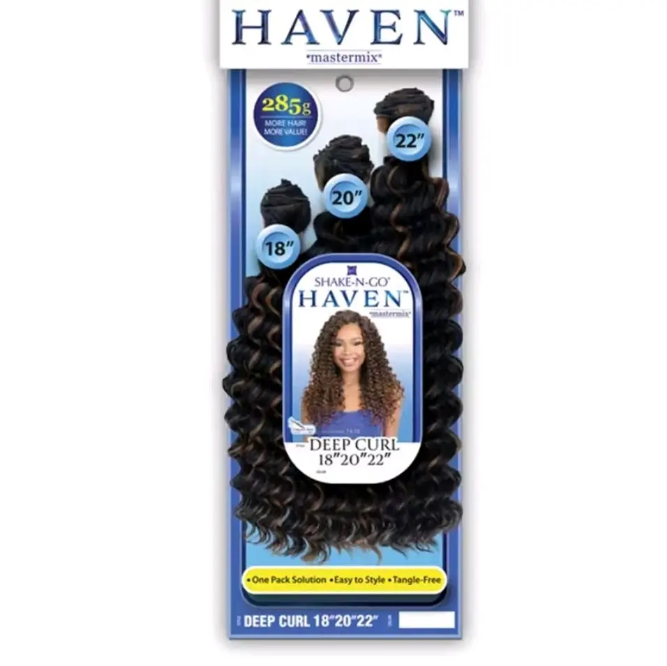 Weave Haven Mastermix Human Hair Extensions, 3 Bundles BHGINGER Tiki Curl Wefts, 18" 20" 22" Lengths for Women's Styling