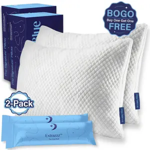 DreamyBlue Adjustable Pillows – Washable Bamboo Cover – For All Types of Sleeping Postures – CertiPUR-US Certified – Choose From Signature / Sapphire / Moon