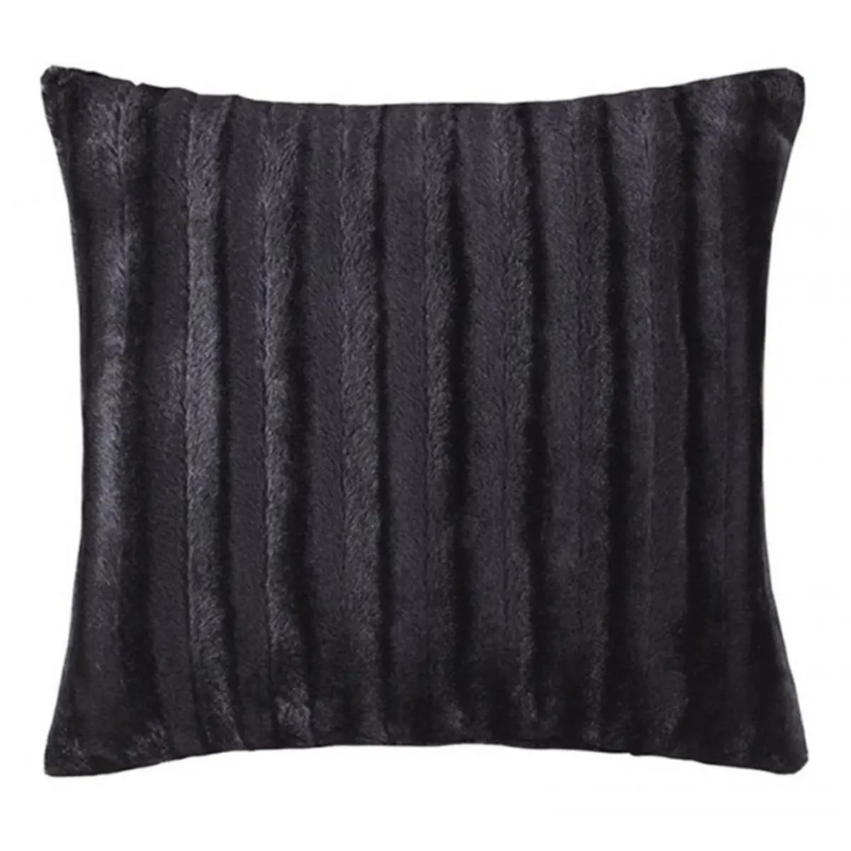 212 MAIN Classic Ultra-Soft Polyester Fur Duke Square Pillow - 20x20 in., Single Solid Exterior-Facing Decorative Pillow, Black Soft Furry Cushion for Outdoor Sofa, Bedroom Accent