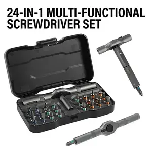 24 in 1 DlY Screwdriver Set,1 Set SwitchableScrewdriver Shape Magnetic Screwdriver Set,Compact and Portable Ratchet Screw0driver SetHome Repair Tool Box
