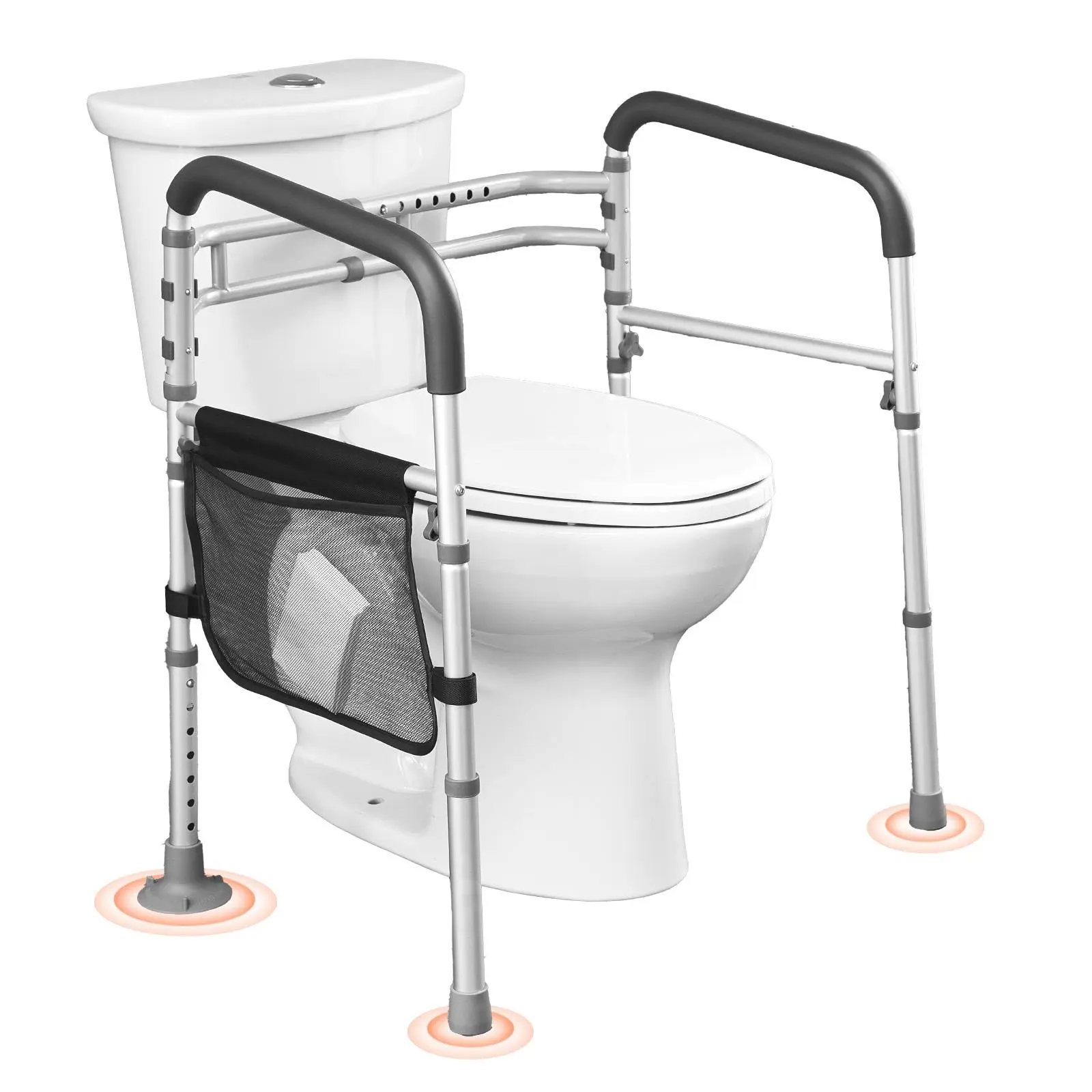 【SummerFinds】VEVOR Toilet Safety Rail, 300 LBS Foldable Toilet Seat with Non-Slip Handles, Portable Versatile Toilet Handrails with Reinforced Aluminum Alloy Tube, Fit for Seniors, Pregnant Women & the Injured