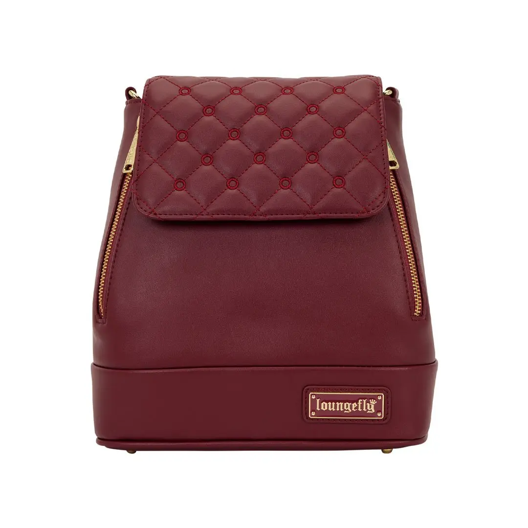 Loungefly The Lilly Red Convertible Mini Backpack - Crossbody Bag, Casual Travel Backpack, Stylish Daypack, Stylish Daypacks, Faux Leather, Fandom, Graphic Print, Adjustable Shoulder Strap, Convertible Strap, Quilted Top, Adults, Customizable With Pins