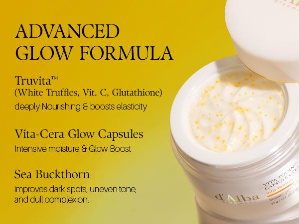 [OFFICIAL d'Alba] Vita toning Capsule Cream – Daily Face Moisturizer w/ Trufferol, Ascorbic Acid, Niacinamide & Ceramide NP (1.94 oz)