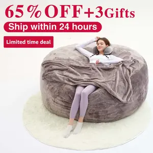 5FT JUMBO Bean Bag with 3 Gifts - Soft Flannel Fabric High-Rebound Memory Foam Lazy Sofa Beanbag Chair for Home Comfort & Relaxation