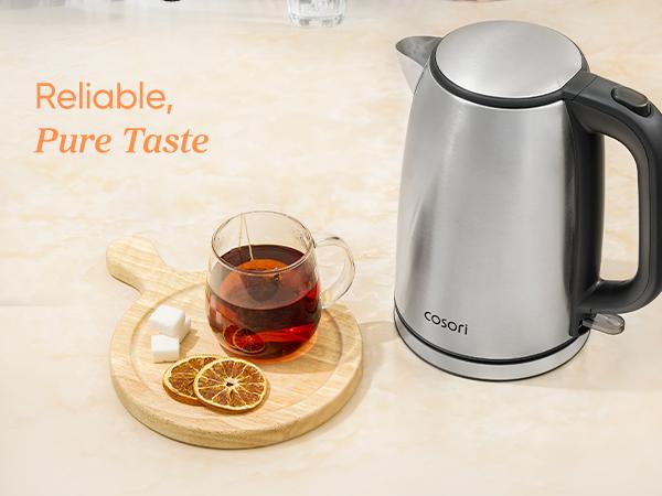 COSORI Electric Kettle, Stainless Steel Tea Kettle, Plastic-free Inner Lid, Filter and Spout, Easy to Clean, Automatic Shut Off & Boil-Dry Protection, Hot Water Boiler & Heater, 1.8Qt, 1500W,CEK-S152