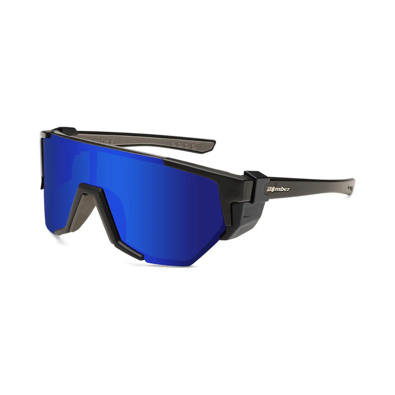 Jager Bomb Unisex Full Shield Safety Sunglasses - ANSI Z87+ Polycarbonate Frame, Polarized/Standard Lenses, UV400 Protection, Side Shields, Angular Lens, Lightweight, Durability, Futuristic Look, Work Accessories, Universal Fit, for Construction, Cycling
