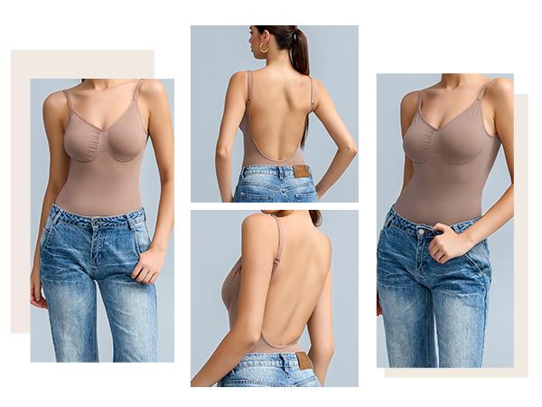 Mobeso Women's Seamless Thong Tummy Control Shapewear Slimming Bodysuit with V-Neck Breathable Sculpting Design Waist Butt Lifter Compression SpringStatements fajas woman style innerwear Womenswear Activewear perfect body suit