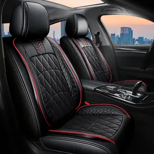 OTOEZ Universal Waterproof PU Leather Car Seat Covers Front Rear Full Set Protector with Pillows Airbag Compatible Car Decor Truck Accessories