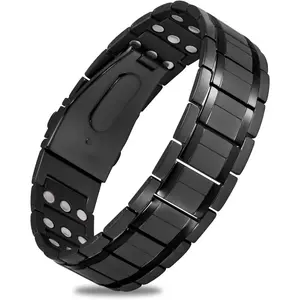 Karma Charms 3X Magnetic Bracelets for Men, Mens Bracelet Stainless Steel with Strenth Neodymium Magnets & Sizing Tool(Black) Wearable SpringStatements