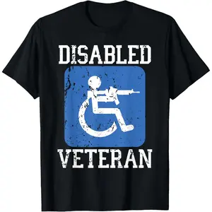 Cotton Graphic Tees Streetwear Gifts  Disabled Veteran Armed Forces Military Soldier Army USA T-Shirt