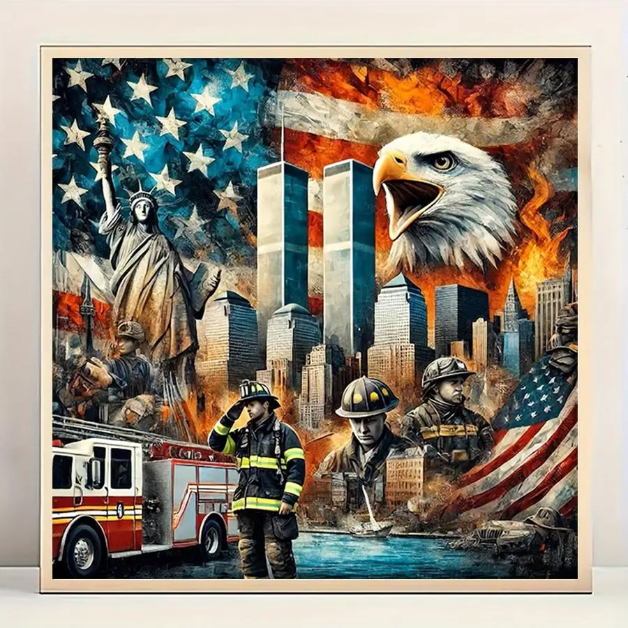 Firefighter Series DIY Handicraft Diamond Arts Colorful Painting Kit without Frame, 5D Diamond Arts Colorful Painting Kit, DIY Wall Art Decor for Home, Diamond Painting Kits