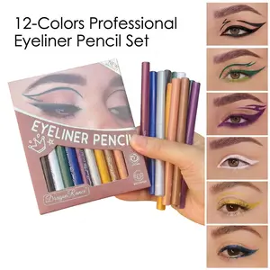 12-Piece Professional Eyeliner Pencil Set – Featuring 12 Vibrant Rainbow Colors, Creamy-Glide Formula, Waterproof & Long-Lasting for Bold Graphic Liners, Creative Eye Art & All-Day Colorful Makeup - Essential for Makeup Artists & Beginners