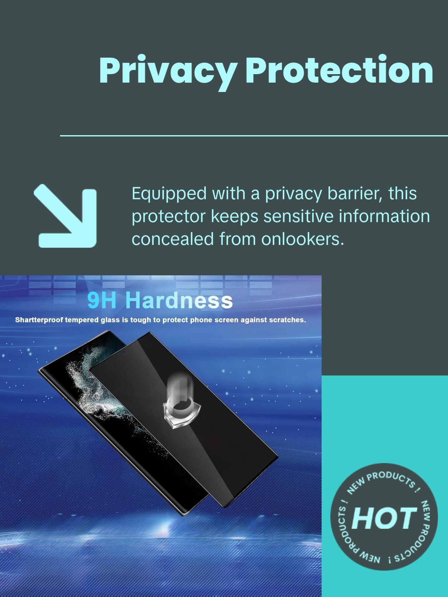 2+2 Pack Galaxy S22 Ultra Privacy Screen Protector - 2 Pack Privacy Film + 2 Pack Camera Lens Tempered Glass, High Clarity Bubble Free, Anti-Spy Protection for Samsung S22 Ultra 5G Cloth Crystal