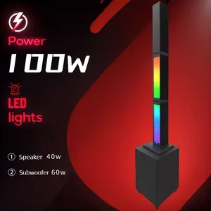 Loud Powerful Bluetooth Speaker - 4in 1 Detachable Speaker (2 Lightbar + 1 Soundbar + 1 Cabinet) - Wireless, AUX, USB, TWS - RGB Atmosphere Lights - Home Theater System/Live Performance/stage Speakers