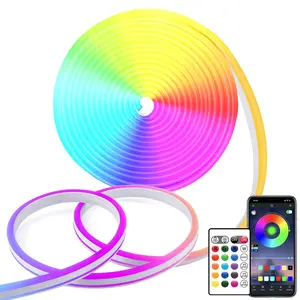 16.4FT Led Neon Rope Lights Control with App/Remote,Flexible Led Rope Lights,Multiple Modes,IP65 Outdoor RGB Neon Lights Waterproof,Music Sync Gaming Led Neon Strip Lights for Bedroom Décor