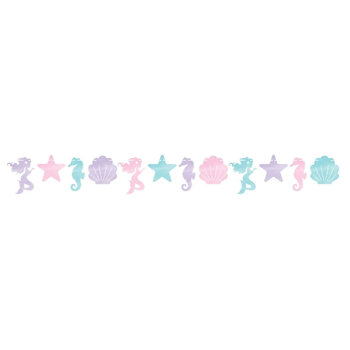 Creative Converting 336707 Iridescent Mermaid Party Banner, 6x58" Backdrop Decor with Repeating Motifs
