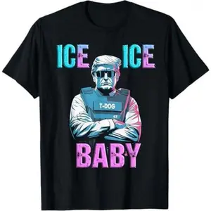 Political Slogan "Ice Ice Baby" TikTok Shop Deals Funny Graphic Tee 100% Cotton Casual Streetwear T-Shirt