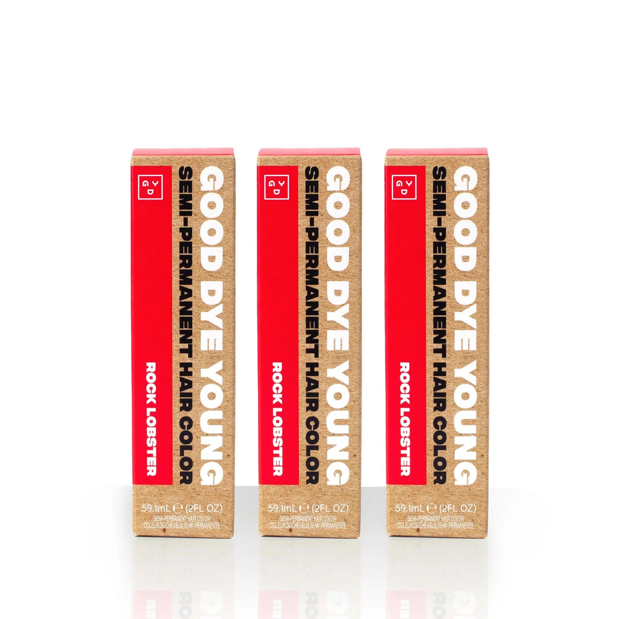 Good Dye Young Rock Lobster Trio Electric Red Semi-Permanent Hair Dye 3 x 2 FL OZ Vivid Color Conditioning Formula