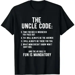 100% Cotton Funny Uncle Gifts From Niece Nephew The Uncle Code Cool T-Shirt