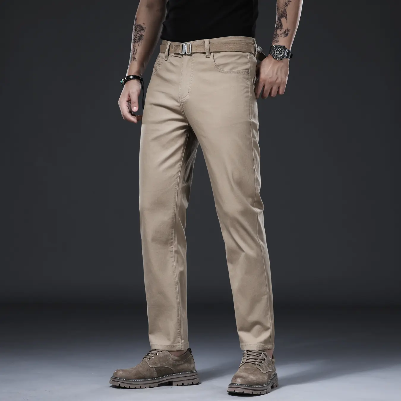 Men's Stretch Pants – Comfortable Daily Wear Chinos with Modern Fit Casual Fit Bottoms Casual Fashion Trousers