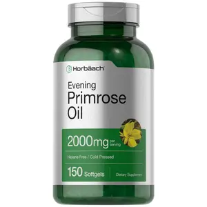 Horbäach Evening Primrose Oil Capsules 2000mg | 150 Softgels | Hexane and Solvent Free Pills | Cold Pressed Supplement with GLA  | Non-GMO, Gluten Free