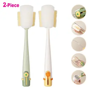 5-in-1 Multi-functional Water Bottle Cleaning Brush-360°Bottle Cleaning Brush with Long Handle –Gap Cleaning Brush Soft Bristle Cup Cleaner for Baby Bottles, Sports Bottles, Hydro Flasks, Lids, Teapots, Bowls & Home Kitchen Tasks