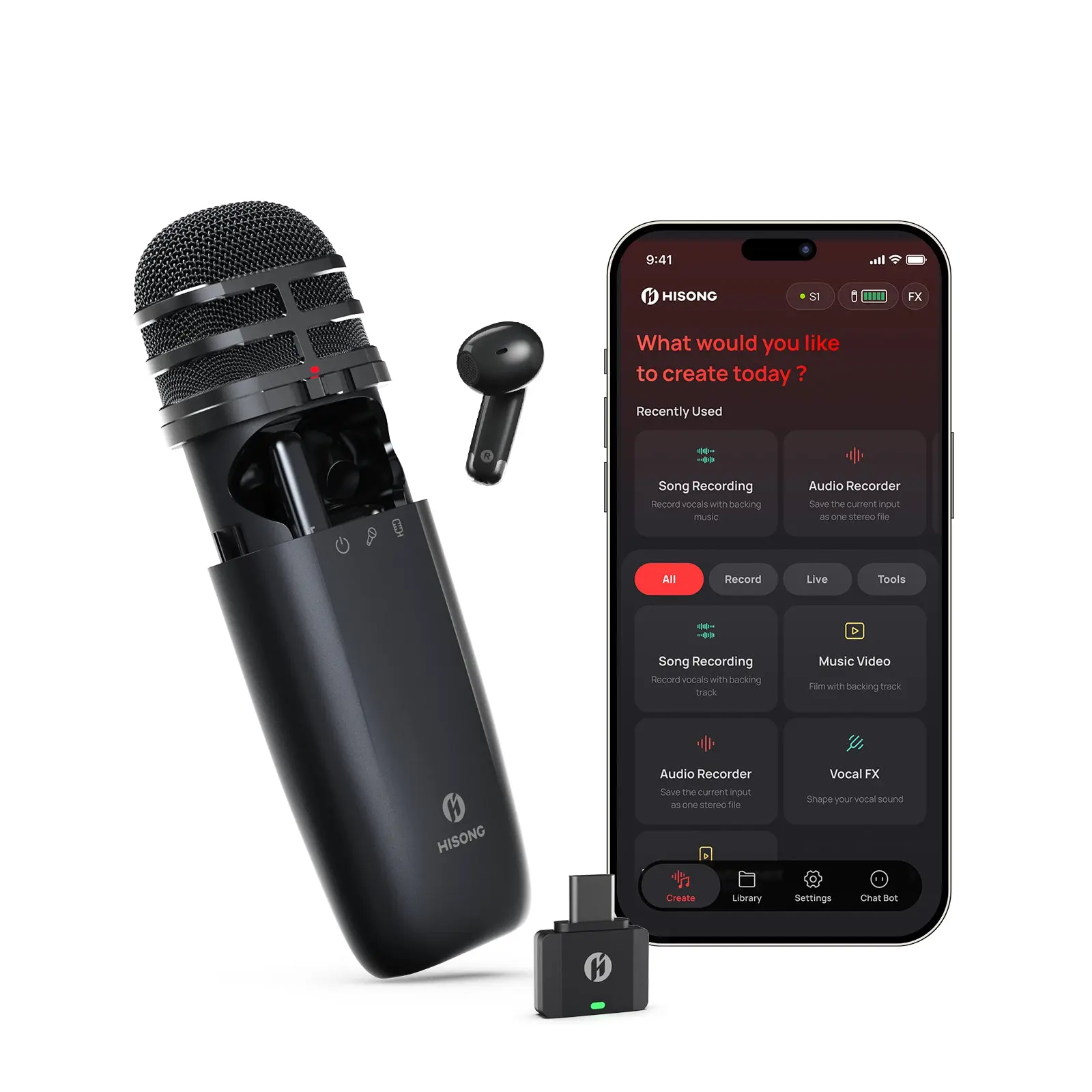HISONG AirStudio S1 Portable Recording System - Podcast Equipment for Business, Tablet, PC/Laptop/Mobile, Bluetooth, USB Type-C Audio Interface, In-Ear Monitoring, Real-Time Multi-Track Capsule, 0.26lb, Batteries Included, Boxed Unisex Setup,techvibes
