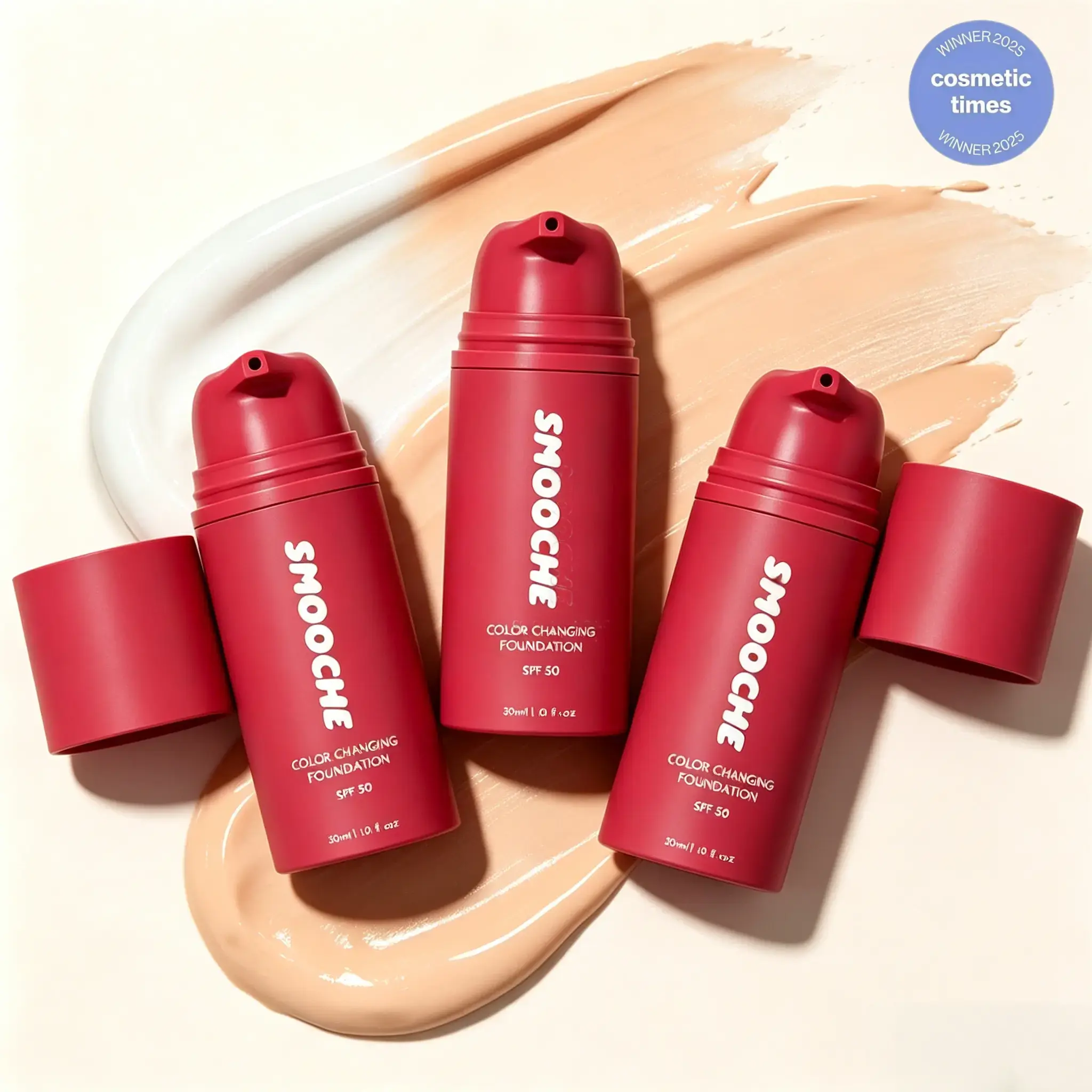 Smooche Korean Lightweight Color Changing Cosmetic Liquid Foundation for Women, UV-Protective SPF 15, Skin Tone-Adapting, Natural Finish, Blurs Imperfections & Fine Lines, All Skin Types, 1.01 Fl Oz Daily Use, Sensitive, Coverage, Makeup, 30Ml