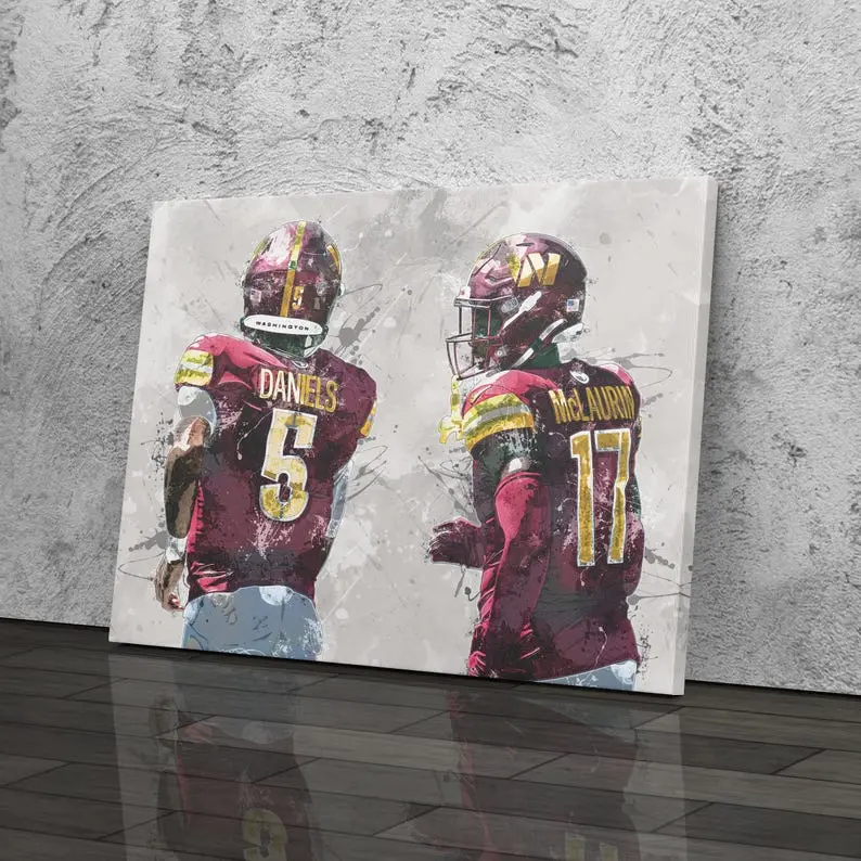 Jayden Daniels and Terry McLaurin Poster, Washington Commanders  Kids Decor, Man Cave Gift, Wall Art Decor- Poster Print Unframed