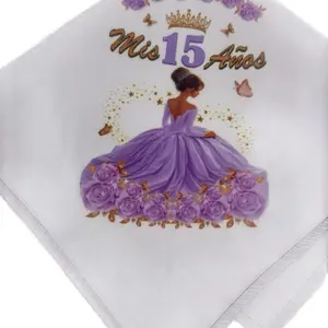 12pcs Decorative Polyester Napkins, 10x10in Tableware for Quinceanera Celebrations with Elegant Design and Message, Decorative Napkins