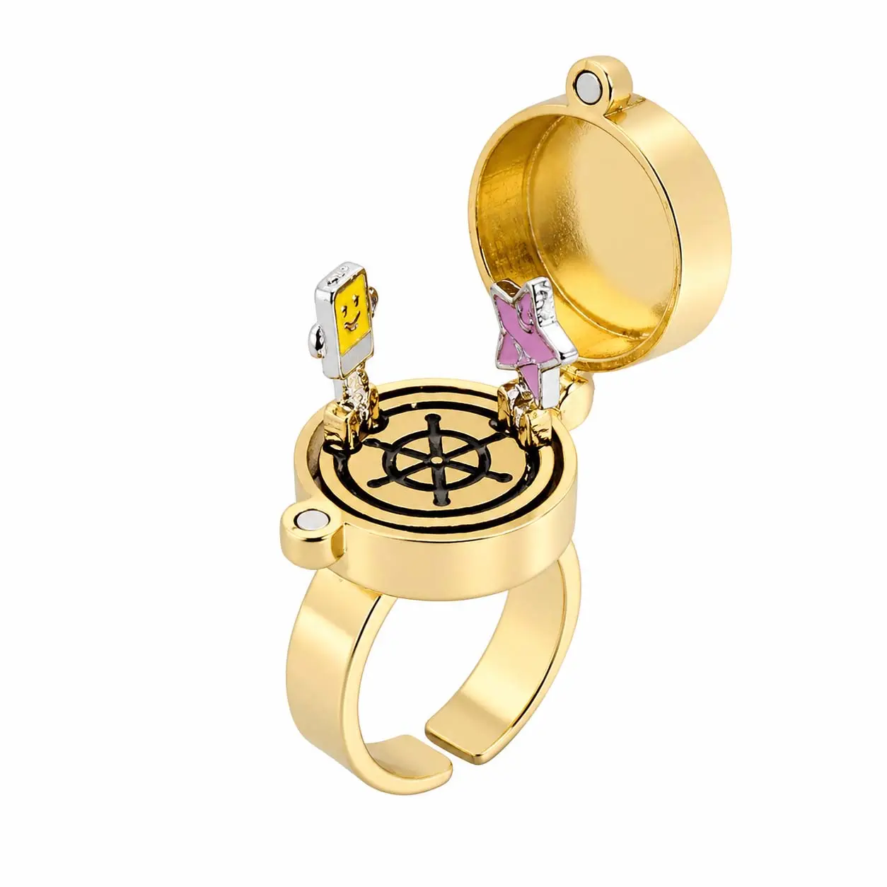 Cartoon Animation Magnetic Rotating Friendship Ring – BFF Letter Design, Unisex Everyday Gift