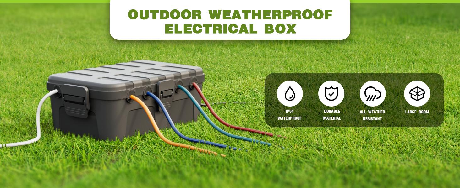 Flemoon 2-Piece Outdoor Waterproof Electrical Box Set – 12.5" x 8.5" x 5" Large & 8.1" x 4.9" x 3.1" Small Weatherproof Electrical Boxes for Power Strips, Outlets, Holiday String Lights