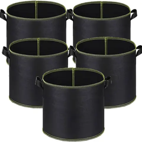 5-Bag Garden Planters Set, 3-Gal 300g Thick Fiber Heavy-Duty Nonwoven Fabric Potato Grow Bag with Handles, Outdoor Flower Pots Pot for Plants, Indoor/Outdoor Use