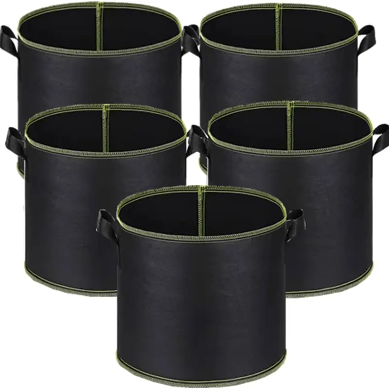 5-Bag Garden Planters Set, 3-Gal 300g Thick Fiber Heavy-Duty Nonwoven Fabric Potato Grow Bag with Handles, Outdoor Flower Pots Pot for Plants, Indoor/Outdoor Use