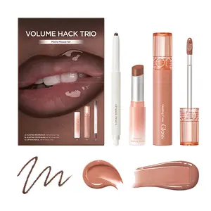 Volume Hack Trio Mocha Mousse Set Hydrating Lip Gloss Hydrate Moisturizer Lipstick Nourishing Pouty Lips OEM Glossy Finish Mirror Like Finish alabama barker makeup born way concealer
