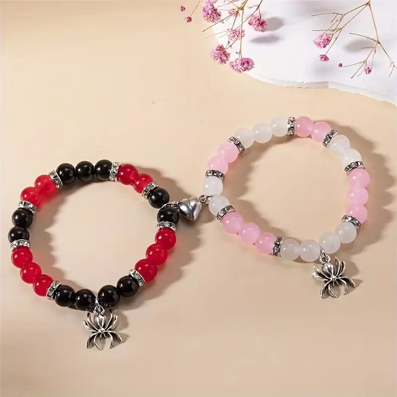 Spider Matching Friendship Bracelets for CouplesMagnetic Spider Matching Bracelets for 2 GF andBF Valentines Bracelets Jewelry Gifts for BFFWomen Men Girls kids