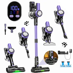 VICEASE Cordless Vacuum Cleaner 500W 46KPa 55mins Runtime Self-Standing Wall Mount 3 Nozzles for Hard Floors Carpets Pet Hair Car Home Cleaning Tool