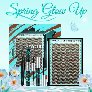 【NEW】AMZGIRL Flora Lash Cluters Kit 154Pcs Flaunt Eyelash Extension with Lash Bond and Seal,D Curl Fake Lashes Extensions Kit with Lash Remover & Lash Applicator Eyelashes Kit for Beginners(D-Mixed-10-18mm)