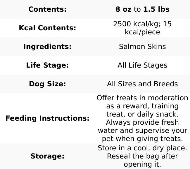 Hubert Salmon Skin Crunchy Dog Treats all-natural Single Ingredient High Protein Omega-3 Rich Puppy Snacks