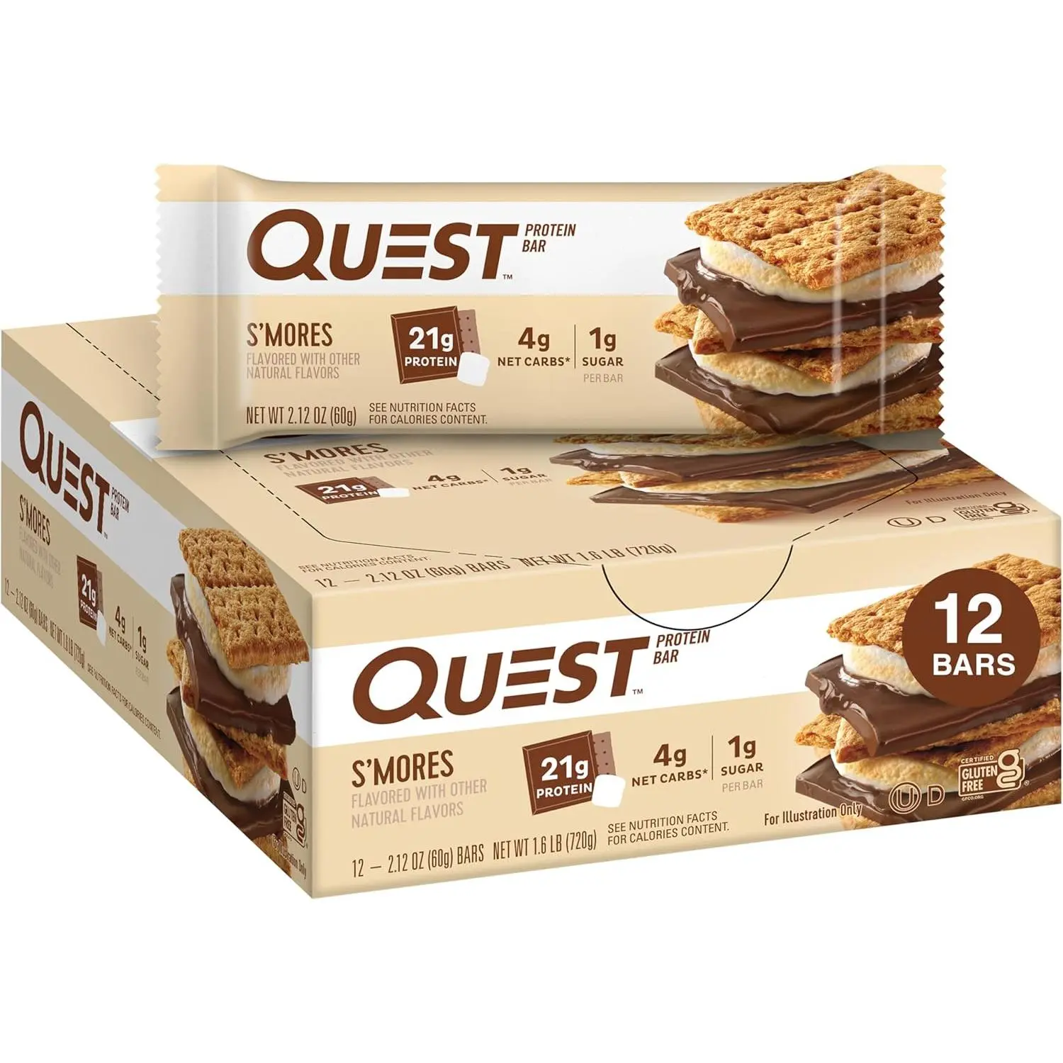 Quest S'mores Protein Bars – High Protein, Low Carb Bars (12 Count)