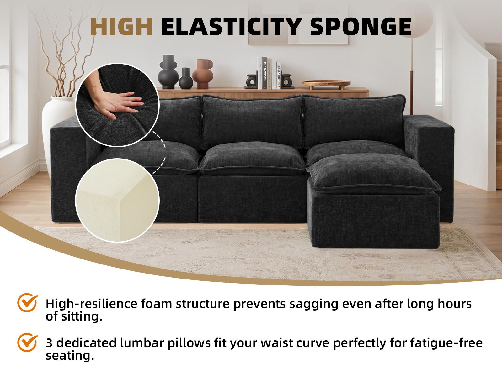 UDPATIO Boneless Couch with Chaise, Chenille Modular Sectional Boneless Sofa Big Comfy Couch with Removable Washable Cover couches for living room, Bedroom No Assembly SpringBreak UDPATIO Boneless Couch with Chaise, Chenille Modular Sectional Boneless Sofa Big Comfy Couch with Removable Washable Cover couches for living room, Bedroom No Assembly SpringBreak