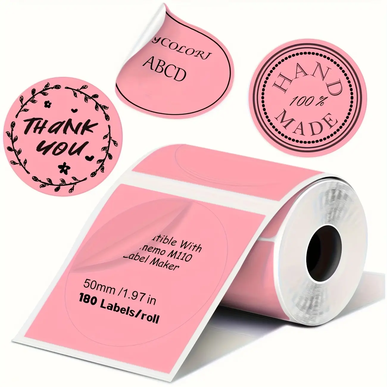 2 Inch Round Thermal Sticker Labels(50mm)- 150 Sheets/Roll, Self-Adhesive Direct Thermal Paper For P50/M110/M220/D100/D200/X4 Printers, Circle Stickers For Reatil Thank You Tags, Food Jars & Gift Packaging