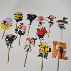 Despicable Me Cupcake Toppers 12 pack Featuring Minions & Character Designs for Kids Birthday Party Decorations 2" x 2.5"
