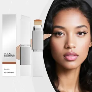 Deep Skin Tone 2-in-1 Color Changing Foundation Stick, Natural Hydrating Long-Lasting Lightweight