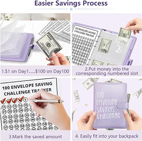 100 Envelopes Saving Challenge, Budget Binder, Saving Challenge Book, Saving Challenge Notebook, Money Organizer, Budget Planner Book for Budgeting,Birthday Gifts Income Tracker.