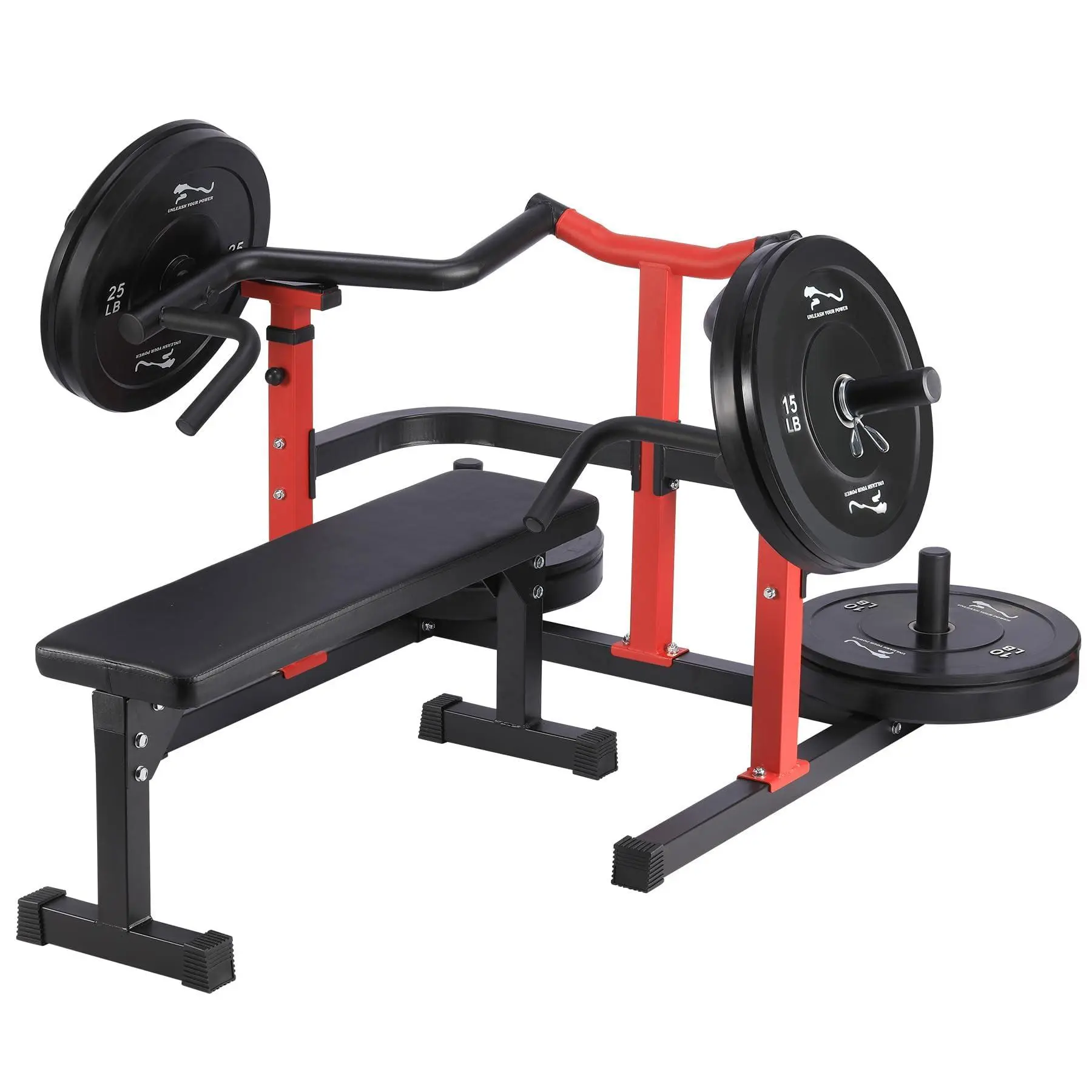 Heavy-Duty Steel Frame Chest Press Machine - 1050 lbs Capacity, Independent Converging Arms, Adjustable Flat/Inclined Bench, Red Home Gym Equipment for Chest/Shoulder Workouts, Joint Strain Reduction, Smooth and Silent Operation