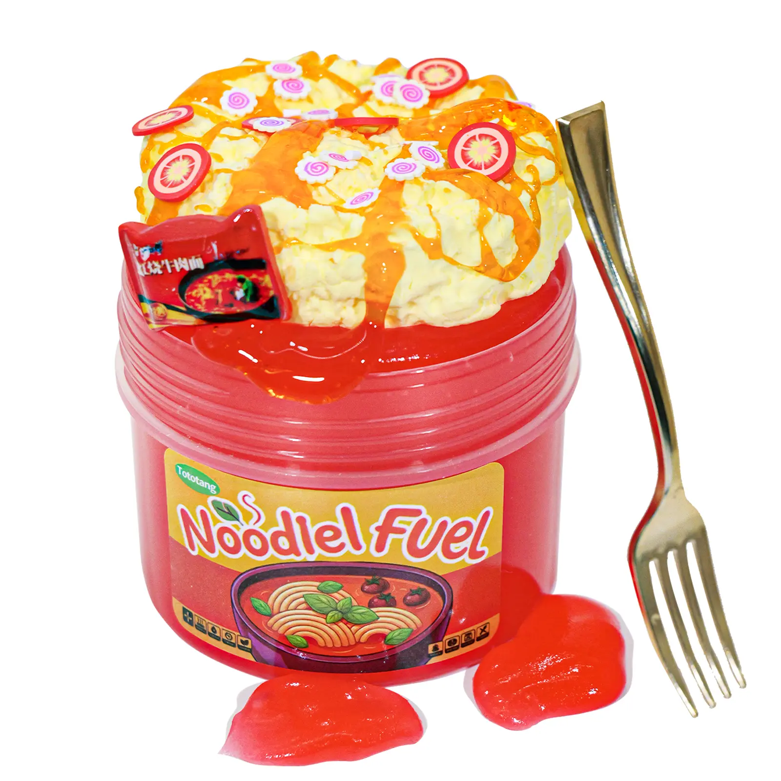 7oz DIY Clay Instant Noodles Themed Slime - Jelly Textured, Handmade, Decorative Squishies Toy - Relaxing ASMR, Slime ASMR, Oddly Satisfying Sensory Toy