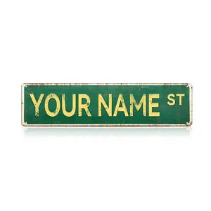Custom Street Sign Vintage Metal Tin Sign, Personalized Road Name Plate, Rustic Wall Decor for Home, Bar, Garage, Cafe, Man Cave, Perfect Christmas Gift – Palette & Wall Matte Box Giftcan be customized with your own design
